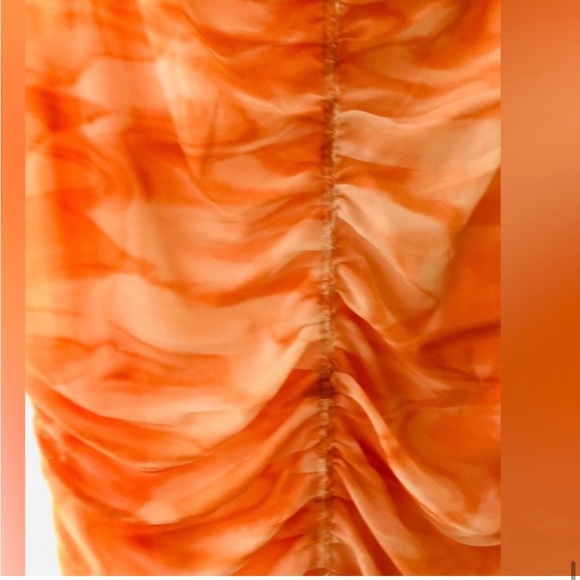 NWT House of Harlow 1960 Midi Orange Tie-Dye Sleeveless Ruched Dress Siz… - Picture 10 of 11